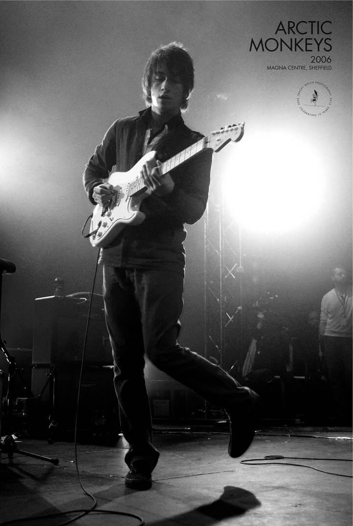 A young Alex Turner on stage with the Arctic Monkeys at the Magna Centre Sheffield in 2006